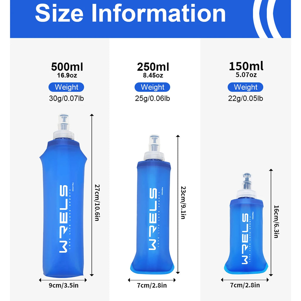 WRELS Collapsible Soft Flask — BPA-Free Foldable Water Bottle for Outdoor Sports
