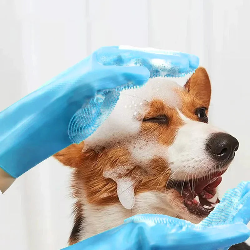 Silicone Pet Bathing Glove — Scrubber Mitt for Dogs & Cats with Massage & Deshedding