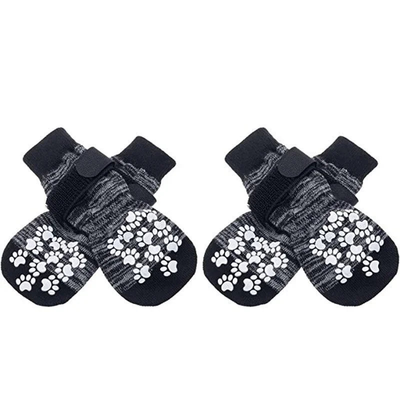 4Pcs/set Anti Slip Dog Socks with Straps Traction Control for Indoor on Hardwood Floor Wear Pet Paw Protector for Small Dogs Pet