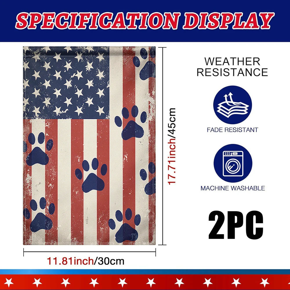 American Flag Garden Flag with Dog Paws Double Sided Print No Flagpole Included Patriotic Outdoor Decor