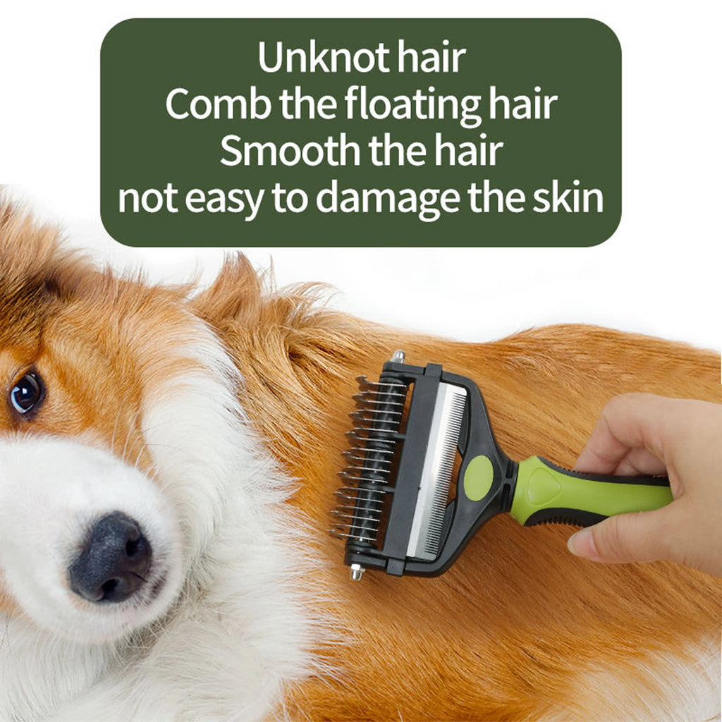 3-in-1 Pet Deshedding Brush — Hair Remover, Knot Cutter & Comb