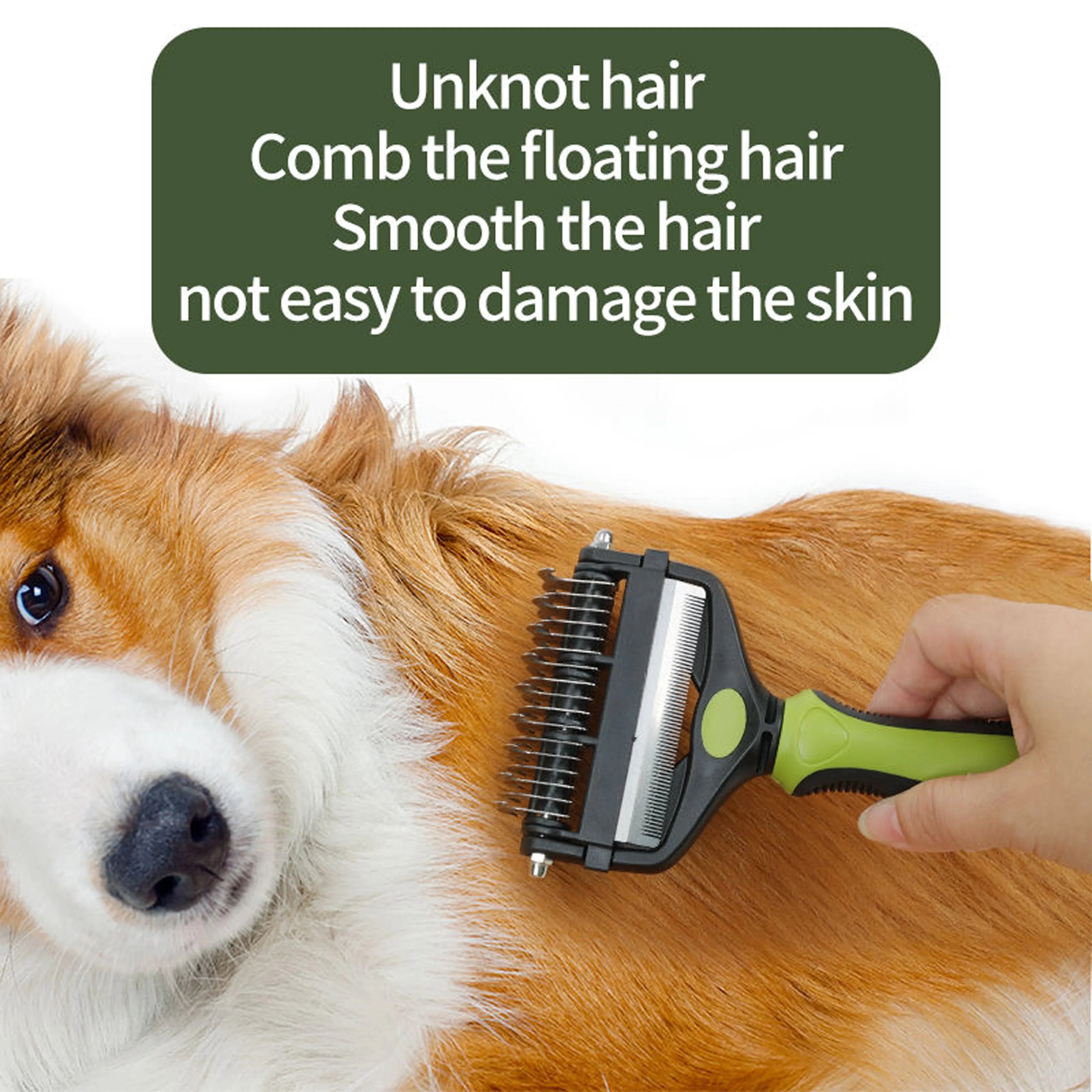 3-in-1 Pet Deshedding Brush — Hair Remover, Knot Cutter & Comb