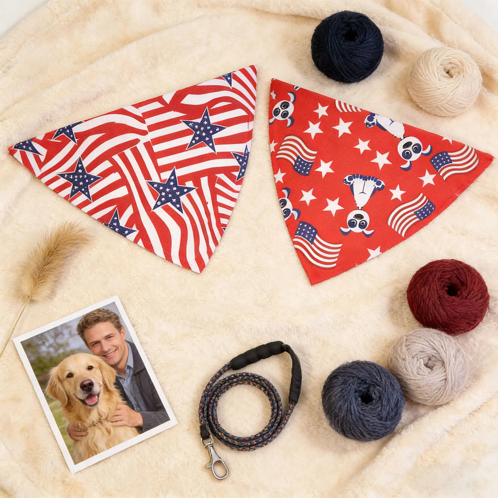 Pet Bandana 4th July Patriotic American Flag Dog Scarf Triangular Pet Accessory Dog Bandana Soft Pet Neckwear
