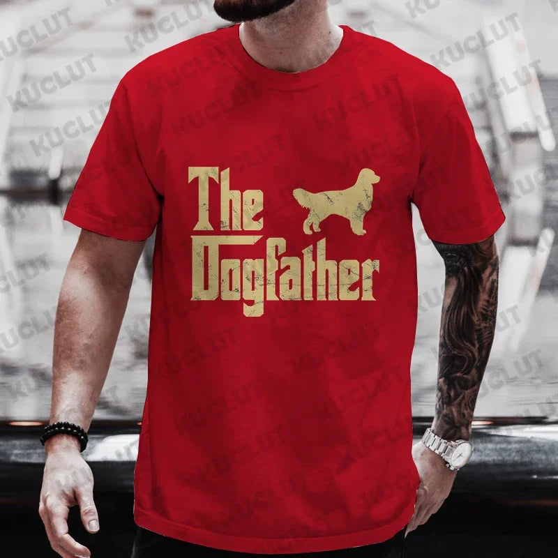 Casual T-Shirt for Men Funny The Dog Father Golden Retriever Godfather Oversized Mens T-Shirt Funny Fashion Summer Clothes