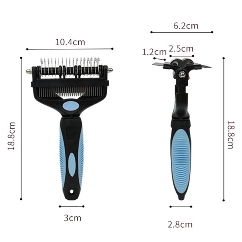 3-in-1 Pet Deshedding Brush — Hair Remover, Knot Cutter & Comb