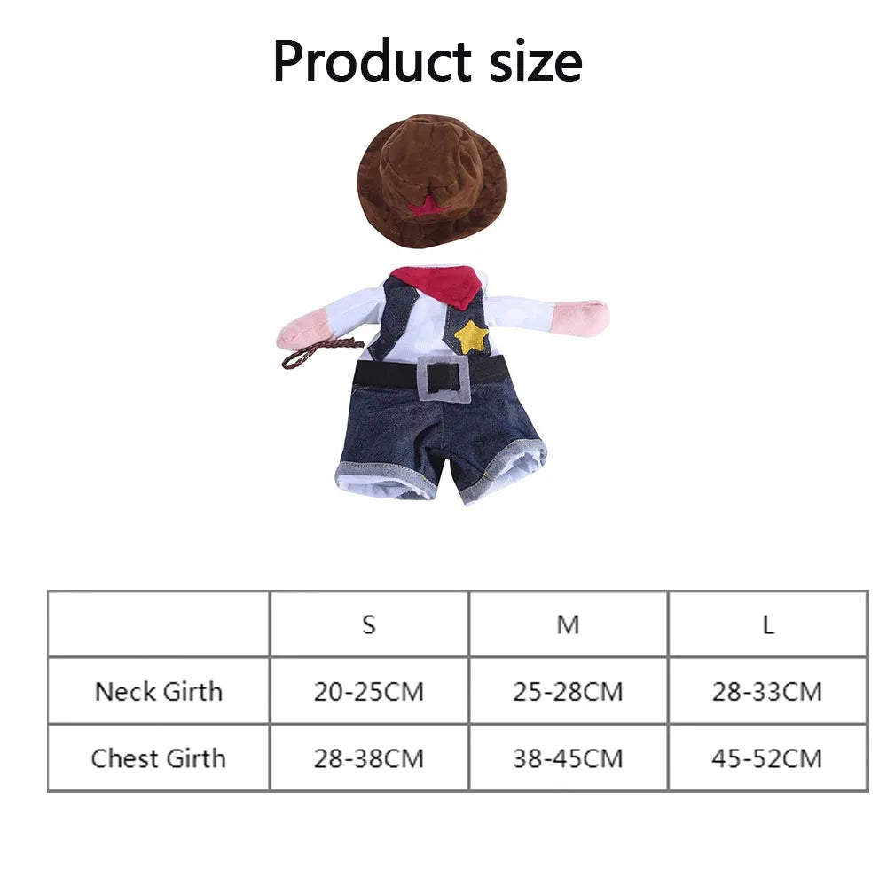 Funny Pet Dog Cat Costume Cowboy Jeans Hoodie Shirts Halloween Costume Jumpsuit Puppy Clothes Funny Coat Cat Party Accessories