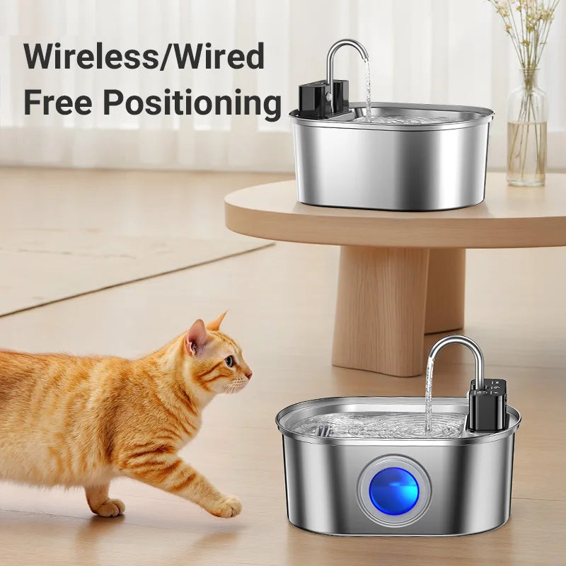 ROJECO Smart Cat Water Fountain — 3.2L Stainless Steel with Wireless Sensor