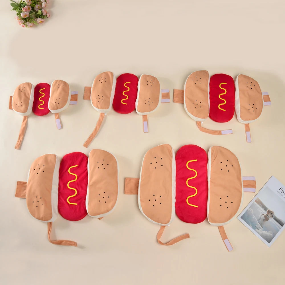 Funny Cute Pet Cat Costume Cosplay Clothes For Dogs Halloween Puppy Kitten Dress Up Adjustable Hot Dog Shaped Sphynx Cat Outfits