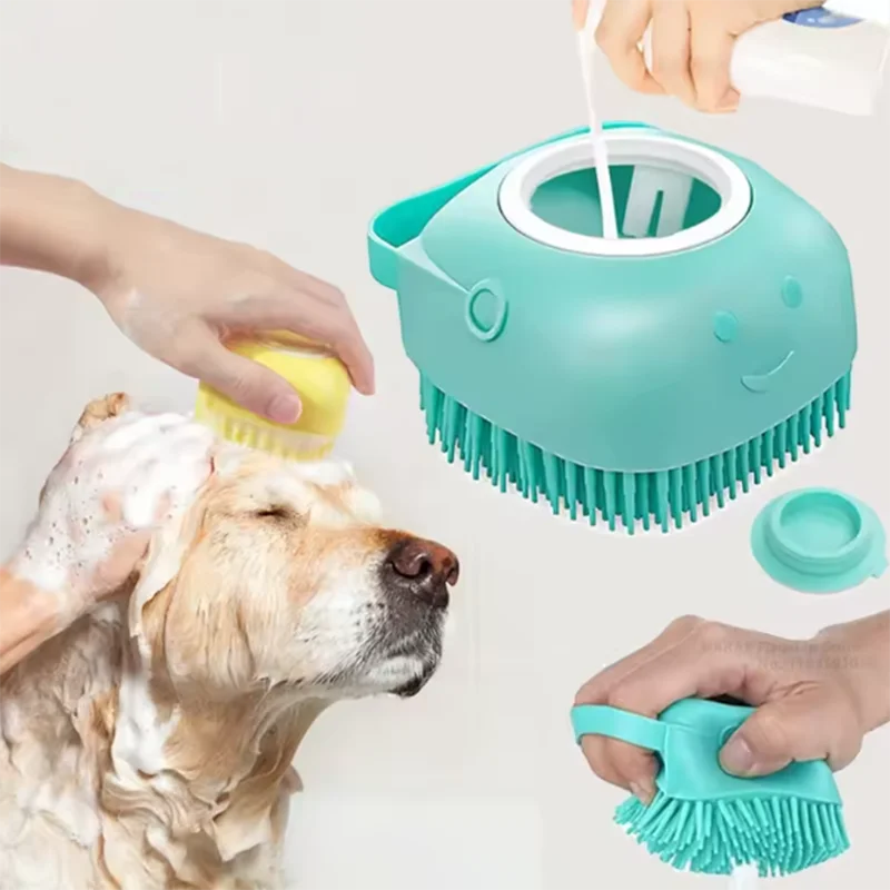Silicone Pet Bath Massage Brush — Grooming Tool for Dogs & Cats