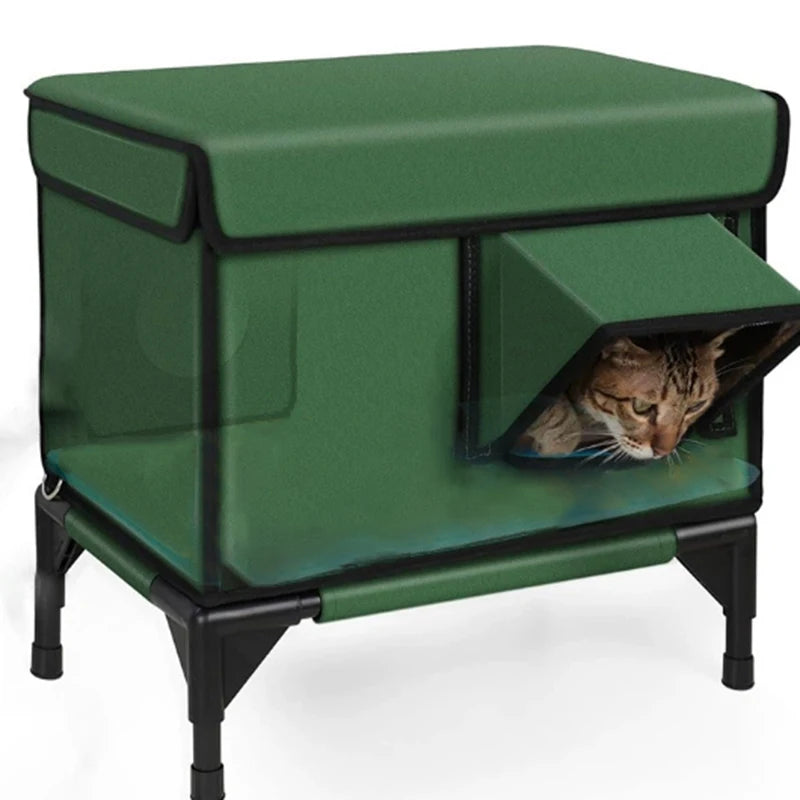Outdoor Cat House Waterproof Cat House Rainproof Windproof Warm Foldable Cats Bed Thickened Insulation Escape Door Tent