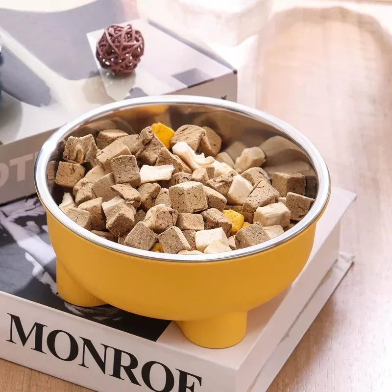 1PC Four-Legged Solid Color Stainless Steel Anti Slip Pet Dog Bowl and Cat Bowl for Indoor and Outdoor Use Easy To Clean