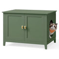 Cat Litter Box Enclosure, Modern Hidden Cat Litter Box Furniture, Double Doors, Handles, Indoor Pet House Washroom, Living Room