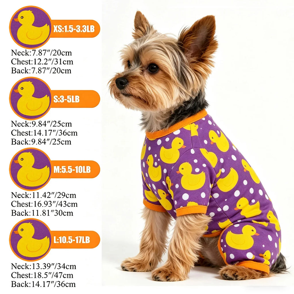 Dogs Pajamas Yellow Duck Clothes for Small Dogs Soft Material Stretchable Dog Chihuahua Yorkie Global Pet Fashion Hit