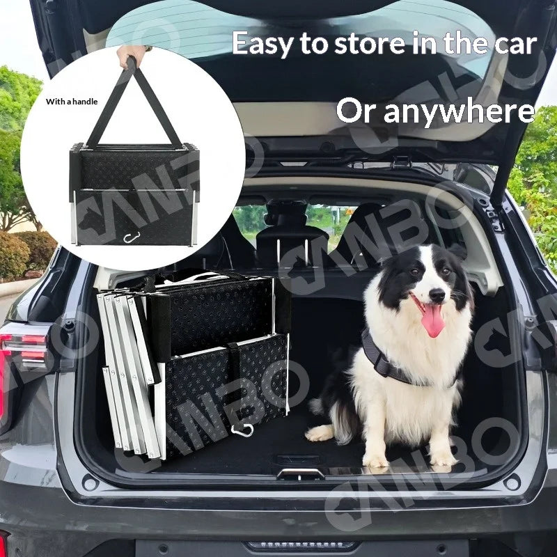 Portable Foldable Aluminum Dog Steps Pet Stairs Heavy Duty Non Slip Travel Car SUV Indoor Outdoor Ladder Dog Ramp Pet Gate
