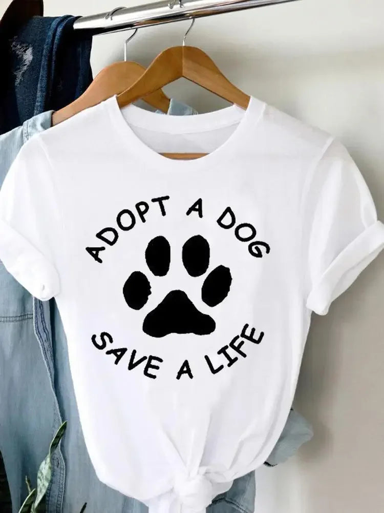 Women's Harajuku Short-Sleeved Graphic T-Shirt Cat Print Aesthetic Top Casual Wear Polyester Fabric Summer Fashion