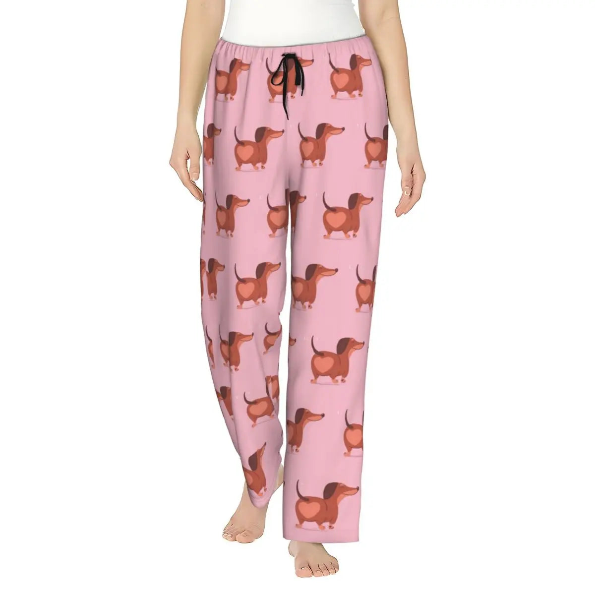 Custom Womens Dachshund Dog Pajama Pants Print Sausage Dogs Sleep Sleepwear Bottoms with Pockets