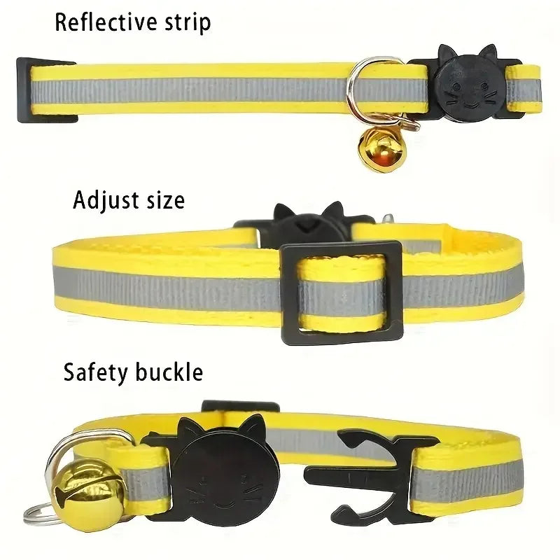 Personalized Free Engraving Reflective Cat Safety Buckle Collar Adjustable Custom ID tag Nylon Puppy Kittens Necklace