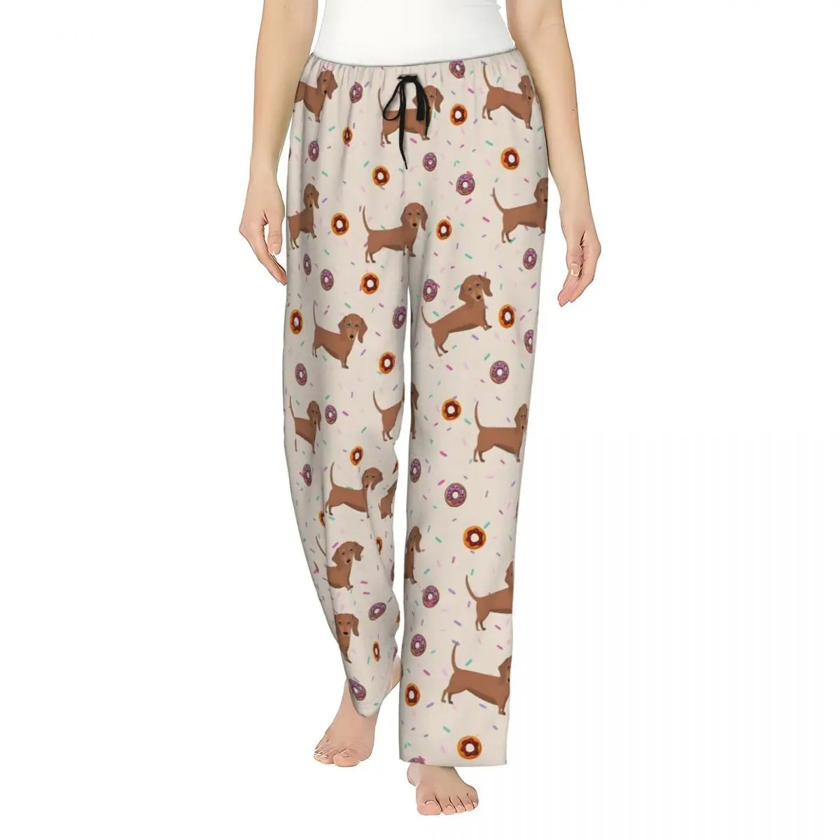 Custom Womens Dachshund Dog Pajama Pants Print Sausage Dogs Sleep Sleepwear Bottoms with Pockets