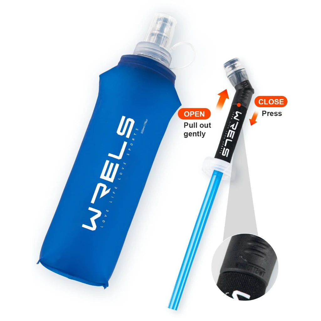 WRELS Collapsible Soft Flask — BPA-Free Foldable Water Bottle for Outdoor Sports