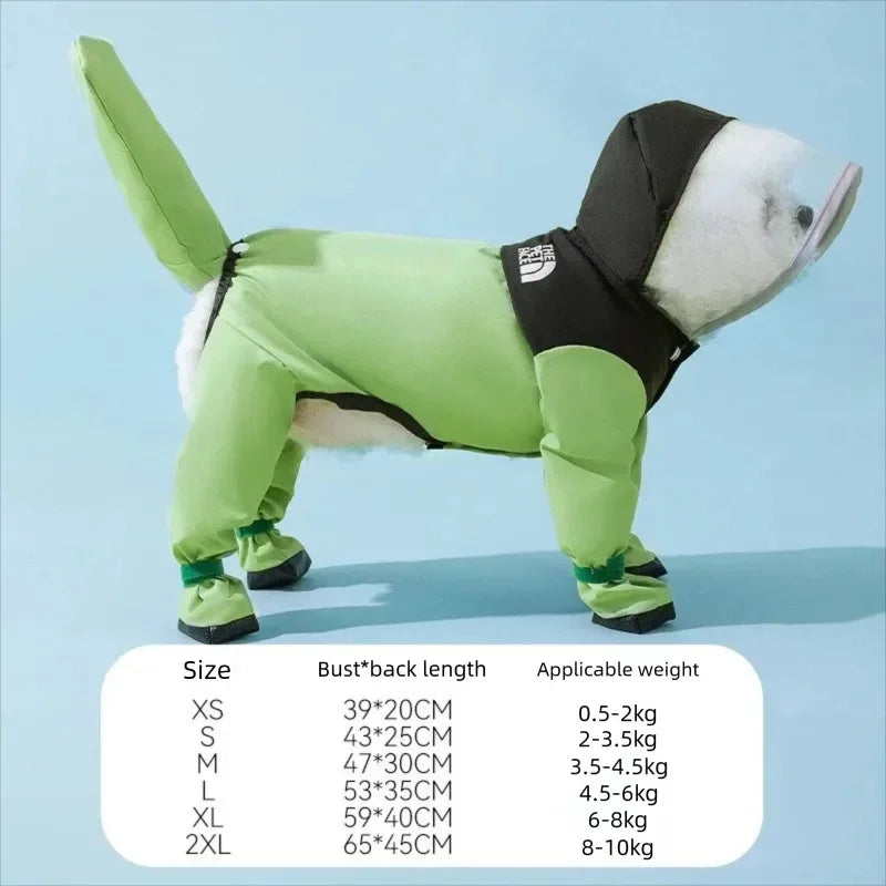 Large Dog Dinosaur Raincoat Golden Retriever Four Legged Waterproof Clothes Pet Summer All Inclusive With Tail Stereo Rain Ponch