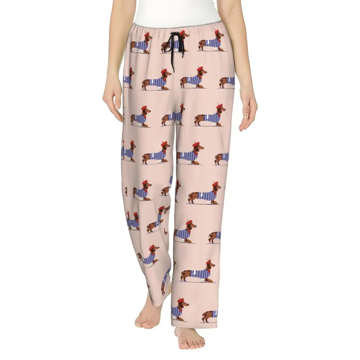 Custom Womens Dachshund Dog Pajama Pants Print Sausage Dogs Sleep Sleepwear Bottoms with Pockets