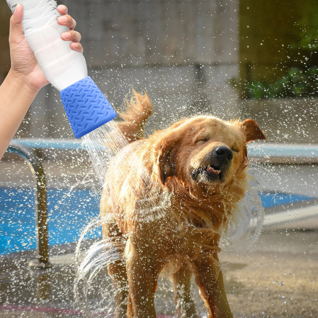 Portable Silicone pet shower head,Summer Outdoor Dogs Shower Water Sprayer,Fits Most 16oz To 2L Plastic Water Bottles Or Bottles