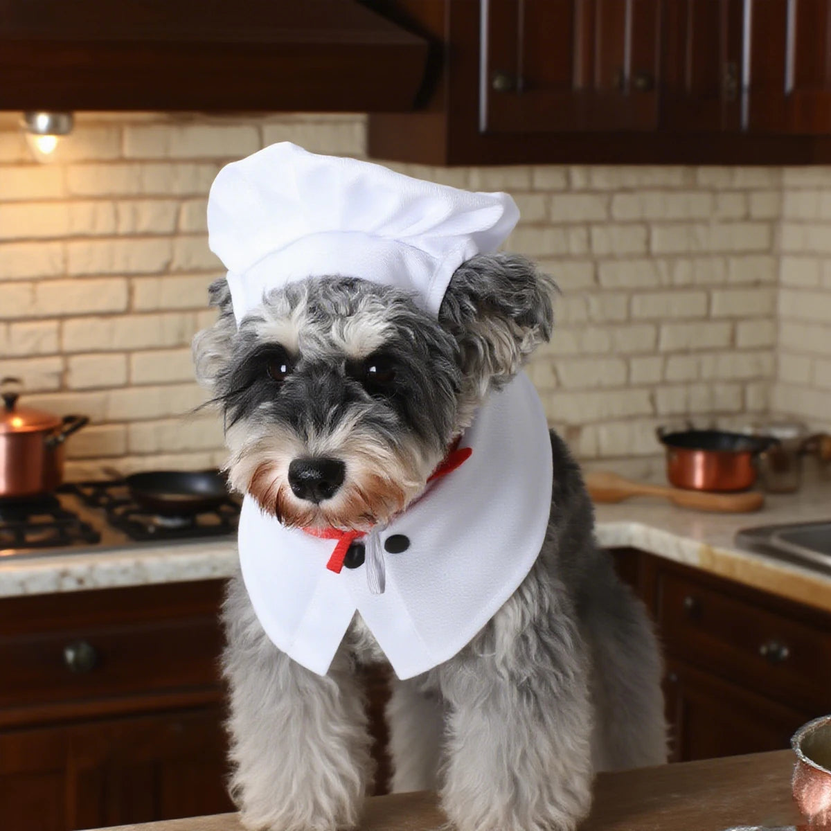 Pet chef transforms into funny cat and dog costumes, pet quirky Halloween outfits