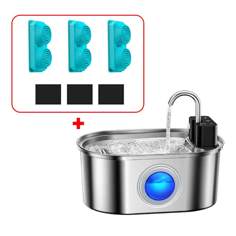 ROJECO Smart Cat Water Fountain — 3.2L Stainless Steel with Wireless Sensor