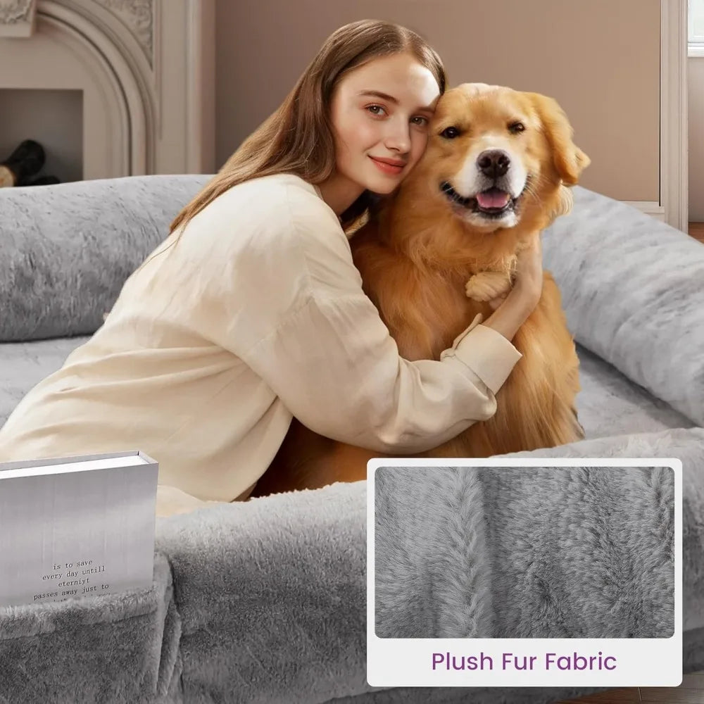 71x43 Inch Human Size Dog Bed, Orthopedic Waterproof Washable Cover, Soft Calming Lounger for Adults & Pets