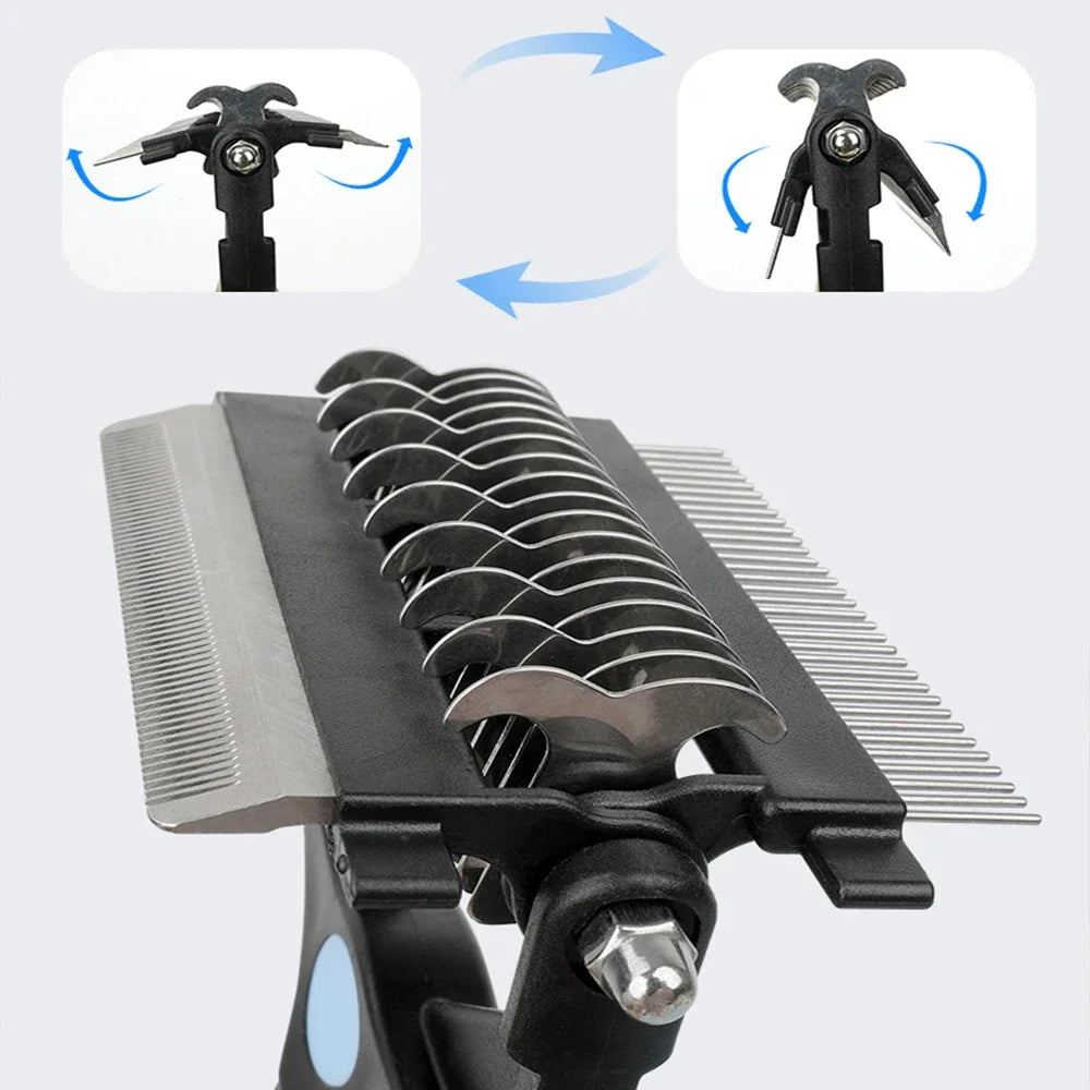 3-in-1 Pet Deshedding Brush — Hair Remover, Knot Cutter & Comb