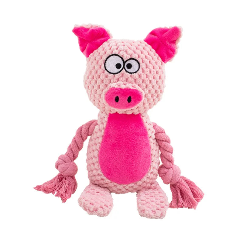 Cute Animal Rope Dog Toy Cute Plush Puppy Chew Pet Squeak Knot Toy Cartoon Rabbit Monkey