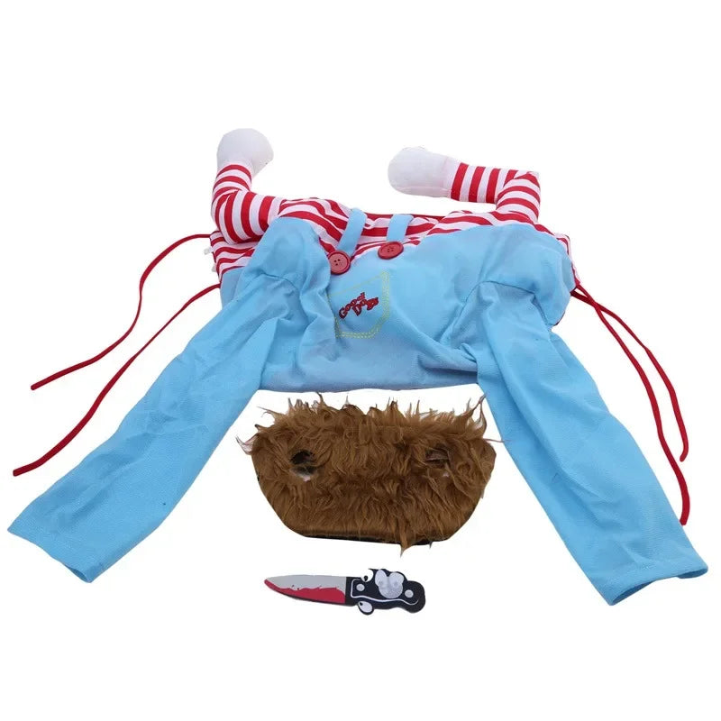 Funny Dog Horror Movie Clothes Sweatshirt Set Cosplay Chucky Pet Party Costume Comical Outfits Halloween Dress Jumpsuit
