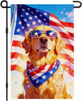 IVN Burlap Patriotic 4th of July Garden Flags 12x18 Inch Double Sided Yard Flags American Flag Golden Retriever Dog Sunglass YYQ