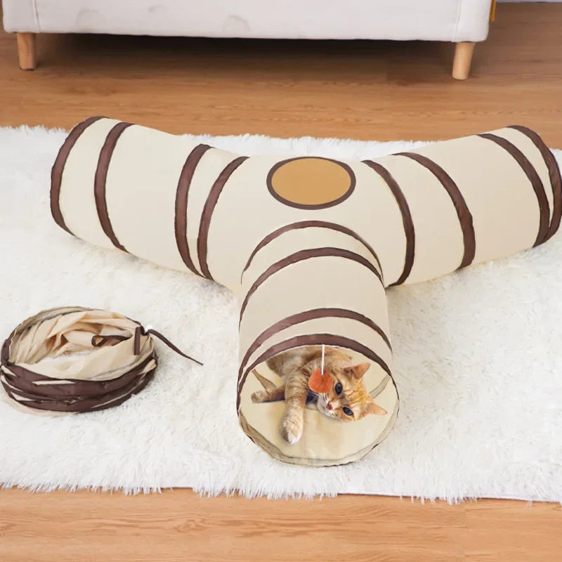 Cat Tunnel Long T/Y Ways Cat Play Tunnel Foldable Funny Interactive Indoor Play Toys Games Kitty Cubes Pet Supplies