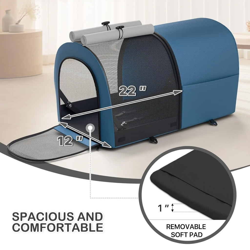 Double Pet Stroller with Detachable Carriers, Foldable 4-Wheel Design for Small to Medium Dogs and Cats, Navy Blue/Gray
