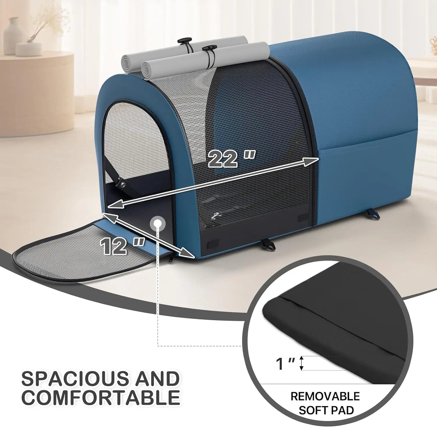 Double Pet Stroller with Detachable Carriers, Foldable 4-Wheel Design for Small to Medium Dogs and Cats, Navy Blue/Gray