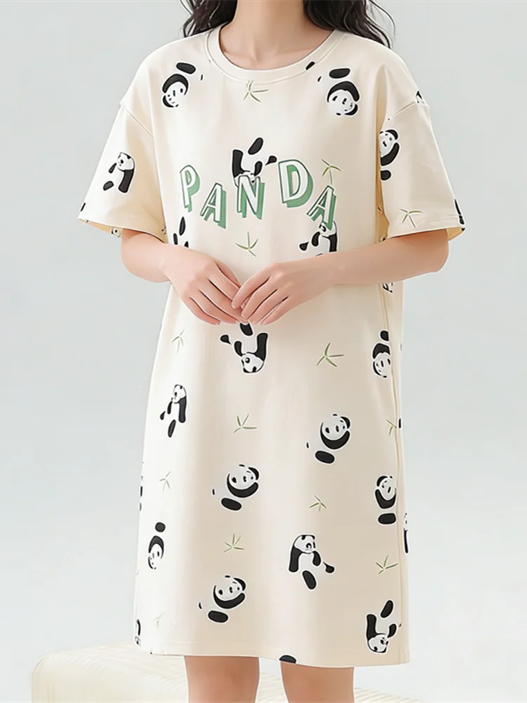 Cute Cat Women's Nightgowns Fashion Night Wear Summer Nightdress Cartoon Femme Sleepwear Plus Size Pijamas Pyjama