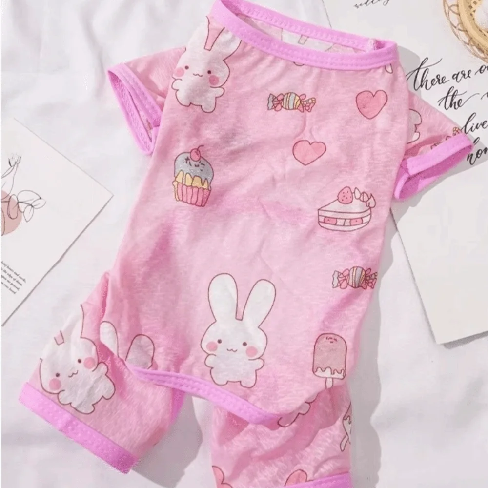 Cartoon Print Cat Cooling Jumpsuit Ultra-thin Breathable Mesh Dog Sunscreen Clothes Sun Protection Pet Four-legged Clothes