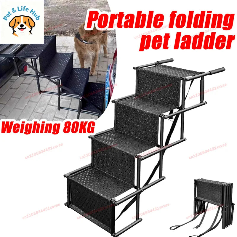 Foldable Outdoor Car Pet Dog Ladder Step Stairs Steel Pipe Portable Retractable Ladder Pet Products  Escaleras Para Perros