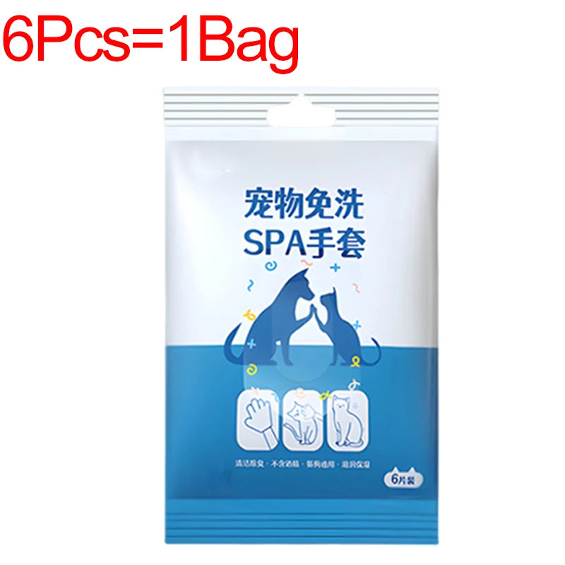 30/6pcs Pet Disposable Cleaning Gloves Wash Free Cats Dogs SPA Bath Supplies Massage Non Woven Fabric No Rinse Eye Wipe Gloves