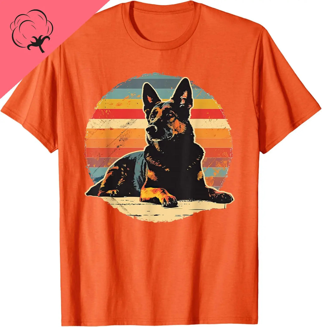 Vintage German Shepherd Dog Retro T-Shirt Couple Kawayi Cotton Men and Women Short Sleeves Printed T-shirt Camisas