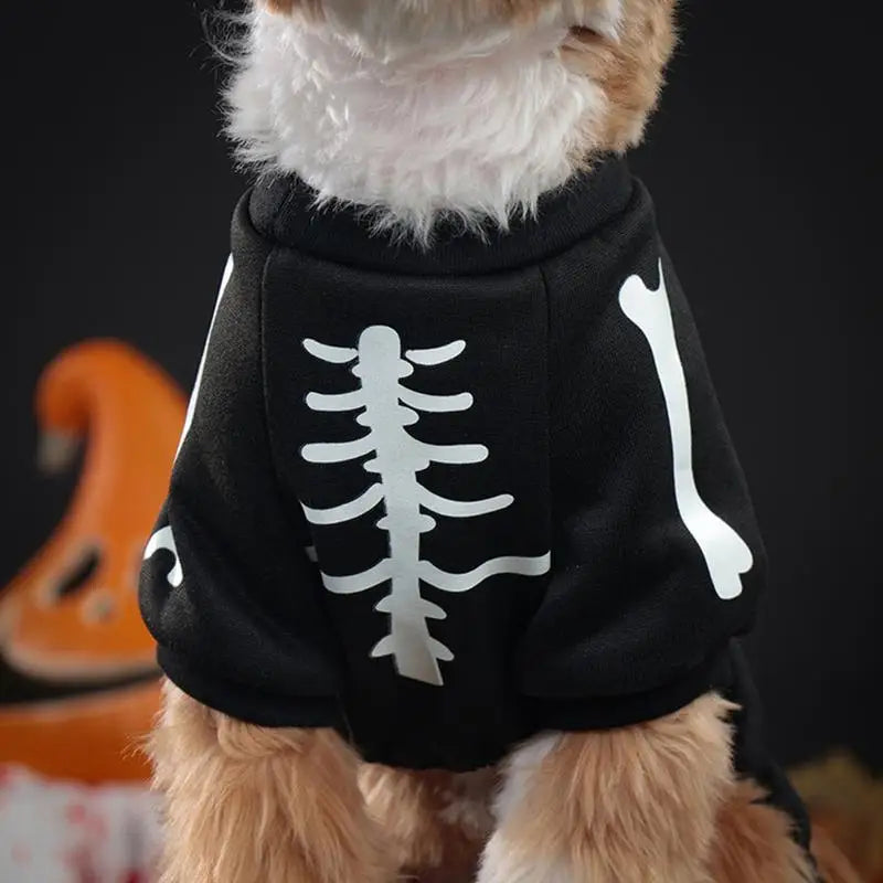 Halloween Costume For Dogs Glowing Skeleton Halloween Cosplay Pet Jumpsuit Pet Outfit Festive Appeal For Parades Play Dates
