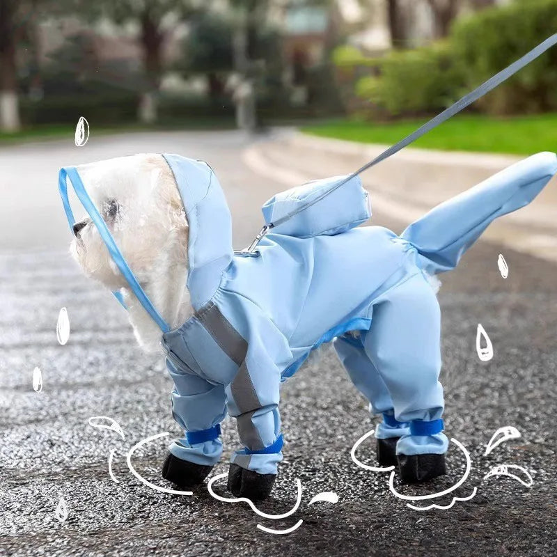 Large Dog Dinosaur Raincoat Golden Retriever Four Legged Waterproof Clothes Pet Summer All Inclusive With Tail Stereo Rain Ponch