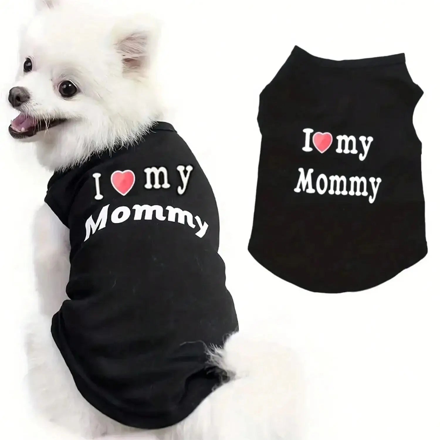 Pet Dog Vest T-Shirt I Love My Daddy Mommy Vest Gift Costume Clothes for Small Puppy Cat Kitten Yorkshire Chihuahua Poodle