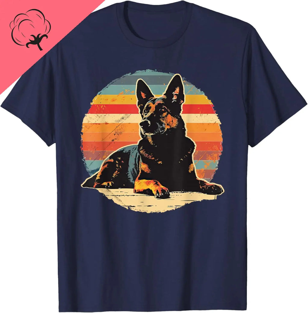 Vintage German Shepherd Dog Retro T-Shirt Couple Kawayi Cotton Men and Women Short Sleeves Printed T-shirt Camisas
