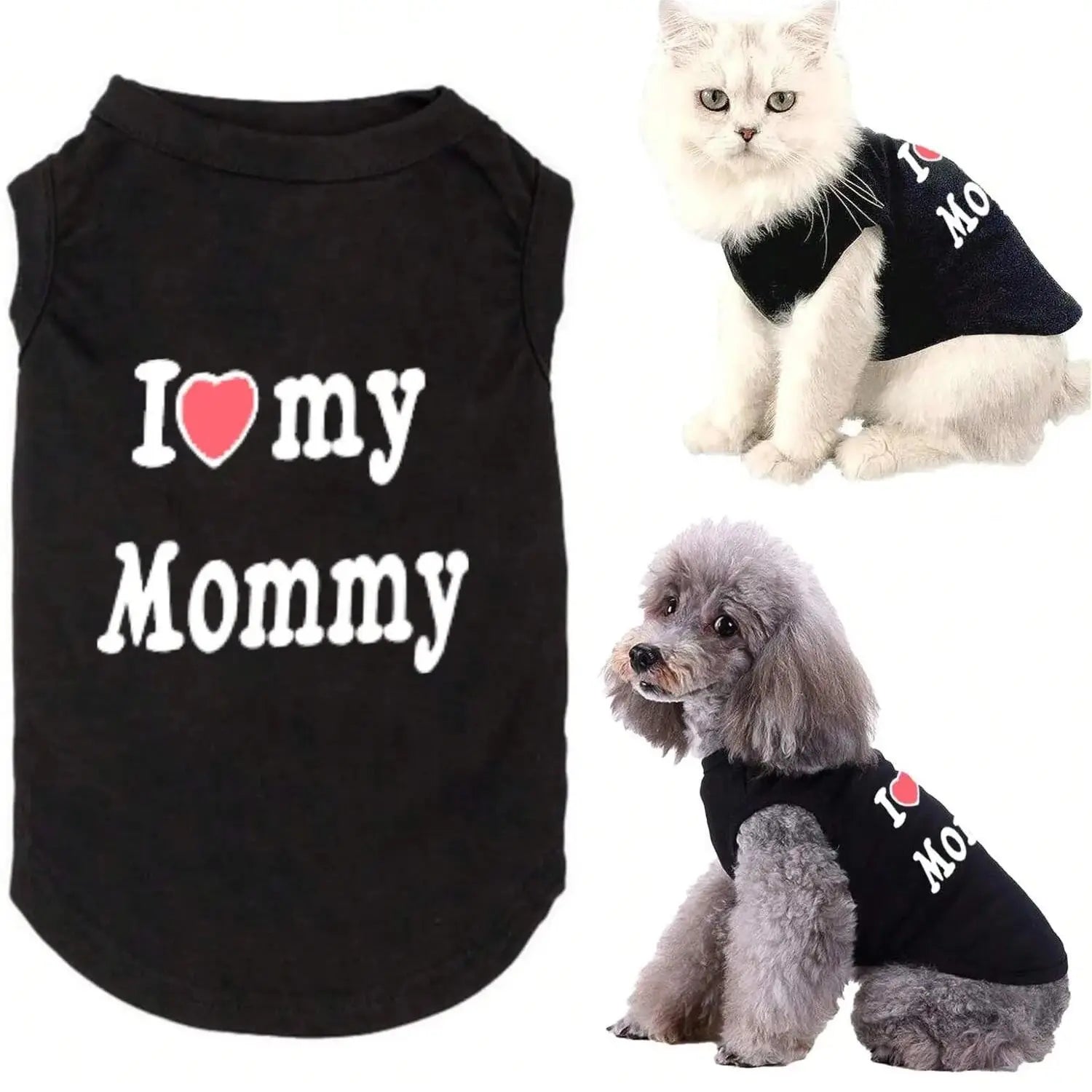 Pet Dog Vest T-Shirt I Love My Daddy Mommy Vest Gift Costume Clothes for Small Puppy Cat Kitten Yorkshire Chihuahua Poodle