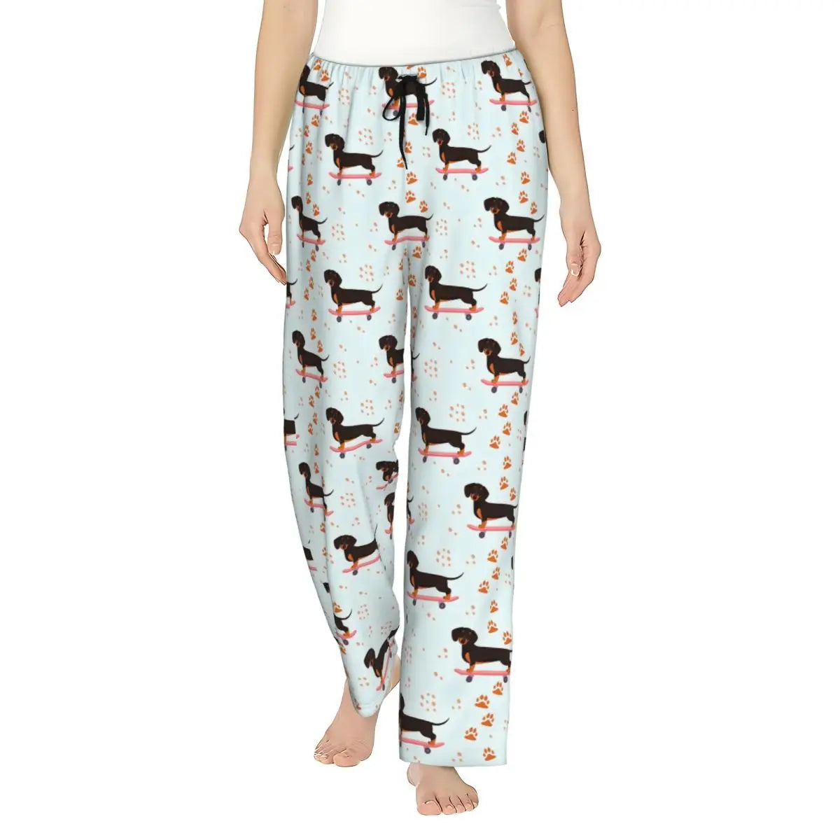 Custom Womens Dachshund Dog Pajama Pants Print Sausage Dogs Sleep Sleepwear Bottoms with Pockets