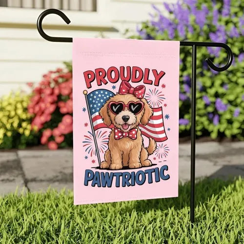 Proudly Pawtriotic Garden Flag – Cute Dog 4th of July Yard Decor, Patriotic Pet HHP AAL HHM WZZ