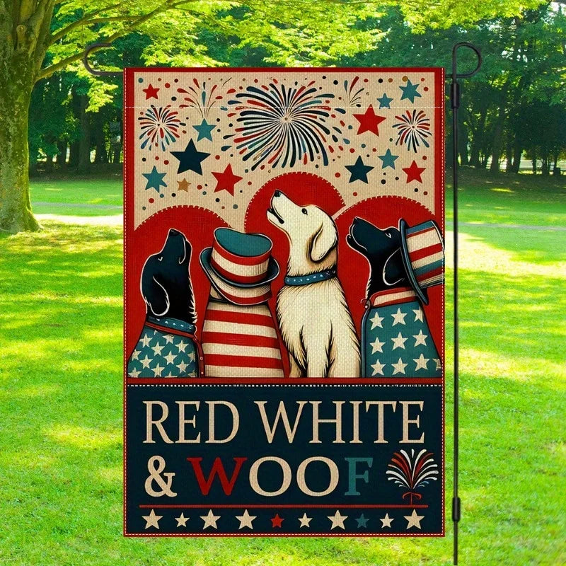 4th of July Patriotic Dog Garden Flag – 12x18 Double Sided