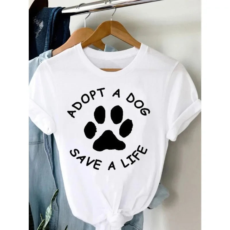 Women's Harajuku Short-Sleeved Graphic T-Shirt Cat Print Aesthetic Top Casual Wear Polyester Fabric Summer Fashion